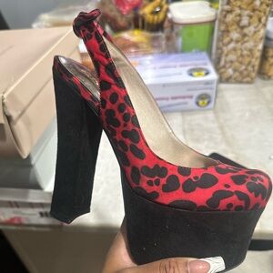 Leopard Sling Back Platform